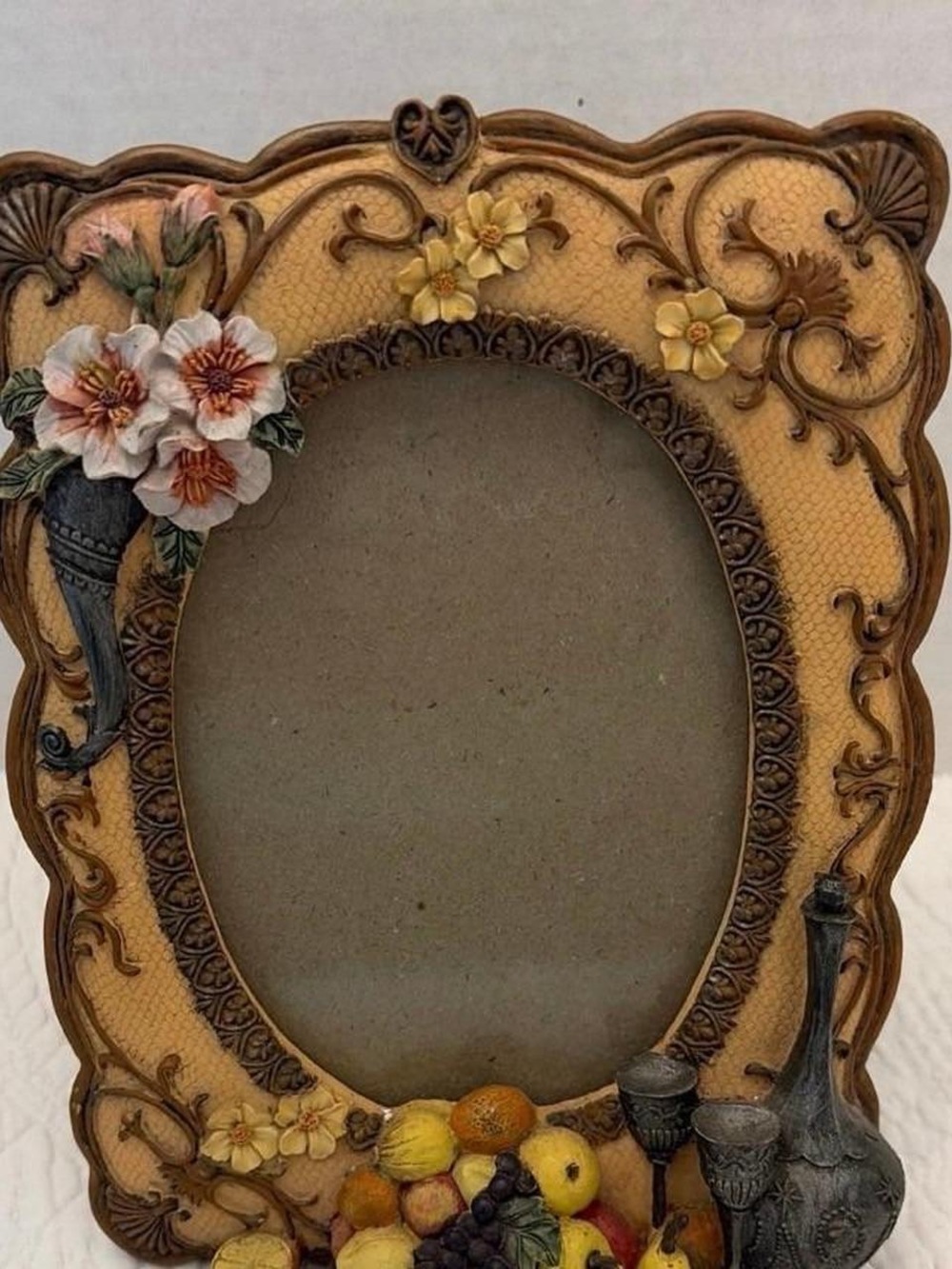 Ornate Yellow Floral Resin Picture Frame